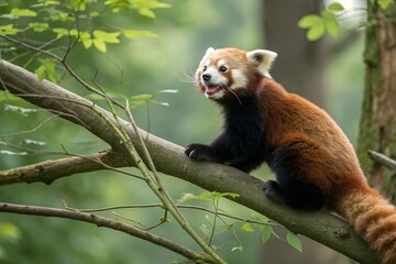 red panda in tree