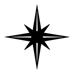 A captivating black eightpointed star design on a clean white backdrop