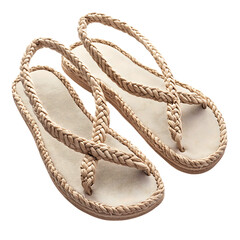 Fashion Forward Espadrille Inspired Sandals with Braiding Isolated on Transparent Background