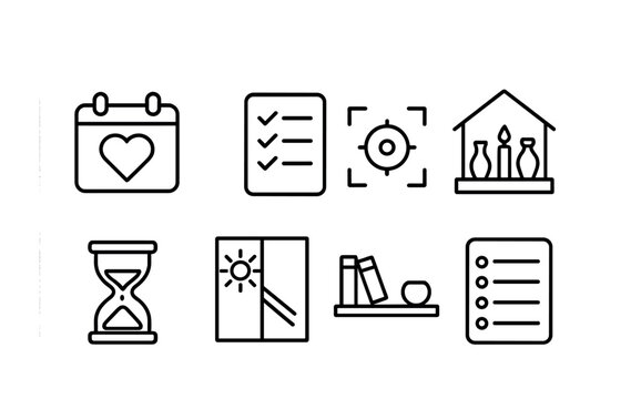 Productivity and organization line icons set – outline, linear, workflow symbols