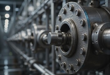 Close-up of industrial machinery showcasing metal gears and components