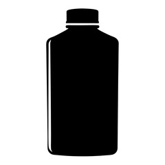 Minimalist illustration of a generic plastic bottle with cap in black color