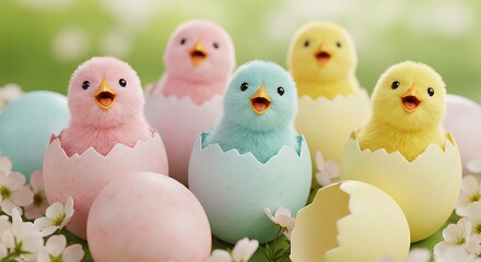 Pastel baby chicks from eggs