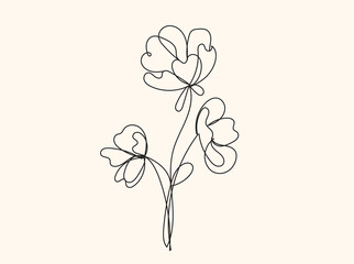 Elegant Abstract Line Art Flower Drawing Minimalist Botanical Illustration
