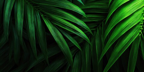 Fototapeta premium Deep green foliage textures of tropical plants.