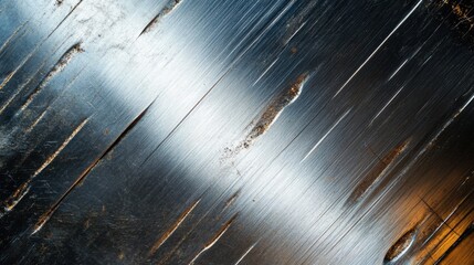 Close-up of brushed aluminum sheets and scratches for rugged industrial design