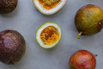 Ripe purple passion fruits, Tropical fruits