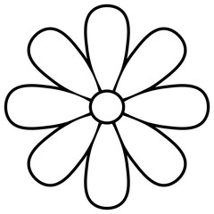 Field Chamomile. Sketch. Wild flower with oval petals around the core. Vector illustration. Outline on an isolated white background. Doodle style. Coloring book for children. Idea for web design.