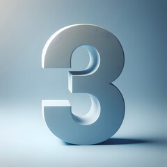 Naklejka premium A bold white number 3 stands out against a sleek gradient blue background creating a modern and eye catching design