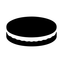 Black and white Oreo style cookie vector icon with cream filling