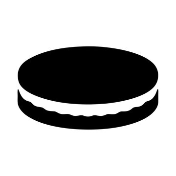 Black and white Oreo style cookie vector icon with cream filling