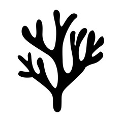 Stylized Black Seaweed Illustration on White Background, Ideal for Nautical Designs