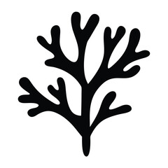 Obraz premium Stylized silhouette of a plant, resembling coral or seaweed, isolated on white