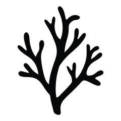 Obraz premium Abstract Black Seaweed Silhouette Isolated on White Background Detailed Illustration