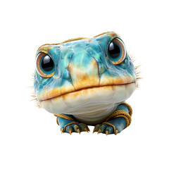 Adorable CGI Lizard with Big Eyes, Bound by Gold Rope