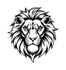 Fototapeta premium Black and white head of an angry lion