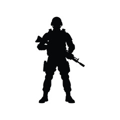 Silhouette of a Soldier Military Personnel, Armed Forces, Combat, Weapon, Security