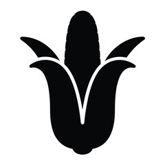 Simple Black and White Graphic of an Ear of Corn Icon