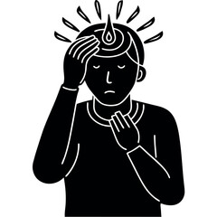 Cough and Fever Silhouette Vector – Medical Illness Concept