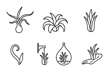 Naklejka premium Houseplants outline icons set – linear, line, indoor gardening symbols