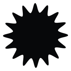 Abstract Spiky Starburst Shape in Black Silhouette Design on White