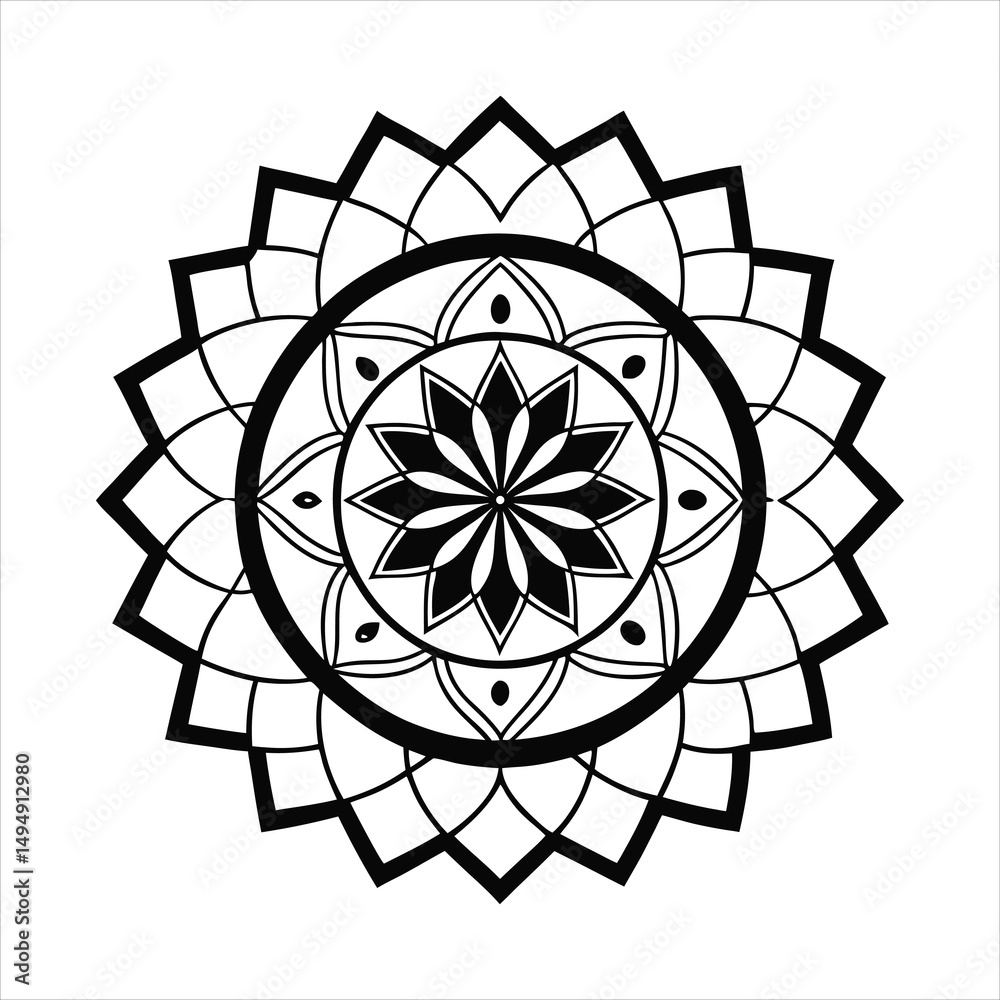 Sticker abstract black round ornamental vector design element set
