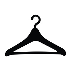 Silhouette of a black clothes hanger isolated on a white background