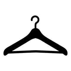 Silhouette of a classic clothes hanger against a stark white backdrop