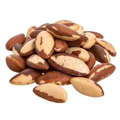 Pile of brazil nuts isolated on transparent background