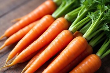 Bunch of bright orange carrot sticks with green tops , eat, diet, snack