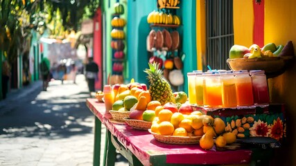 Vibrant street fruit stand overflowing with fresh produce - Powered by Adobe