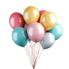 A bunch of colorful balloons with strings on a black background creating a festive atmosphere for celebration