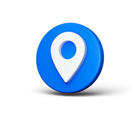 3D Blue map pin icon, symbolizing location, navigation, and geolocation on maps. 3d illustration