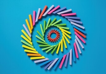 Sticky Notes Spiraling into a Bright Blue Vortex