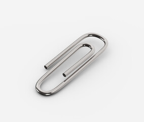 A sleek metal paperclip, perfect for organizing and securing documents, 3d illustration