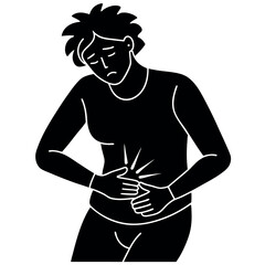 Silhouette of Distress: A stark silhouette captures the essence of pain, highlighting the human form experiencing abdominal discomfort.