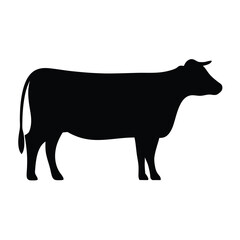 Silhouette of a standing dairy cow showcasing simplistic vector design