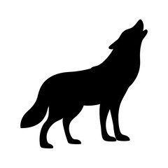 Silhouette of a Howling Wolf Standing Proudly Against a White Background