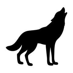 A silhouette of a lone wolf howling at the moon in the night