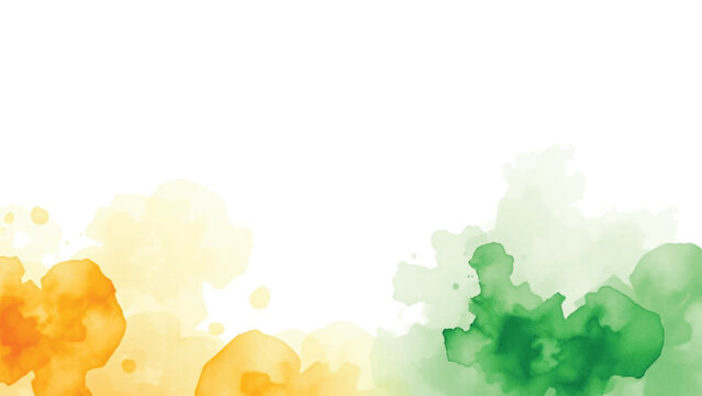 Tricolour orange and green indian watercolour abstract background 15 august independence day 26 january republic day center blank empty space 