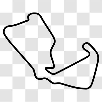 Silverstone International Circuit. Motorsport race track vector map with racing flag background