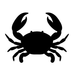 Isolated black silhouette of a crab against a white background illustration
