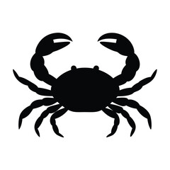 Black crab silhouette on white background with prominent claws and legs