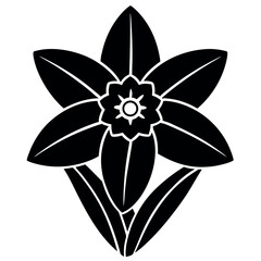 Nature Symbol Daffodil – Black Silhouette on White