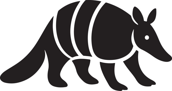 black armadillo walking, white stripes clip art preview