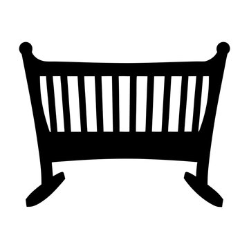 Silhouette of a traditional baby cradle or bassinet with rocking legs