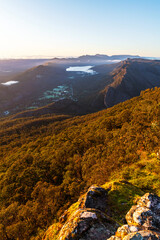 Beautiful sunrise view above Halls Gap viewed from Boroka Lookout, Grampians, Victoria