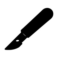 Silhouette illustration of a black scalpel on a white background perfect for medical use