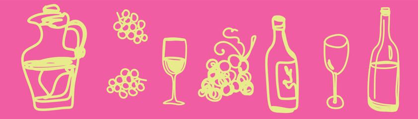 Restaurant. Abstract drawing people. Sketch, ink, line art, vector