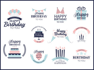 スタイリッシュな誕生日祝いのロゴバナーセット